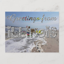 Grüße von Illinois State Flag Hearts USA Postkarte