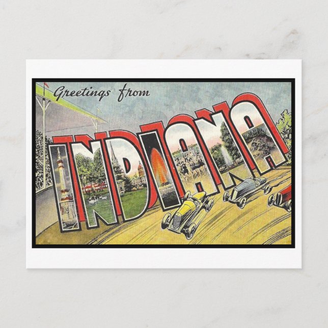 Grüße von Indiana Vintag Postcard Postkarte (Vorderseite)