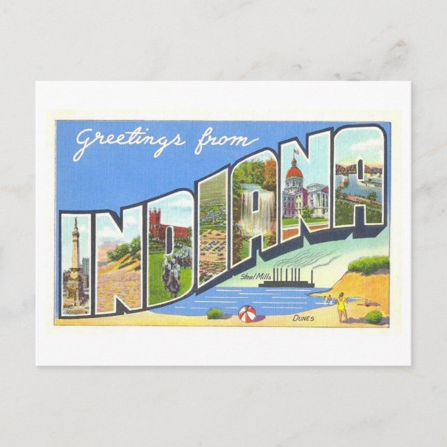 Grüße von Indiana Vintag Postcard Postkarte (Vorderseite)