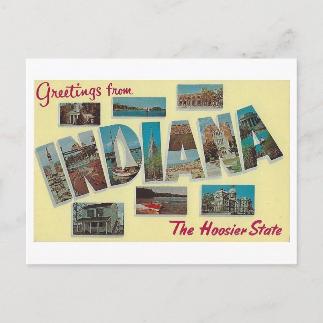Grüße von Indiana Vintag Postcard Postkarte (Vorderseite)