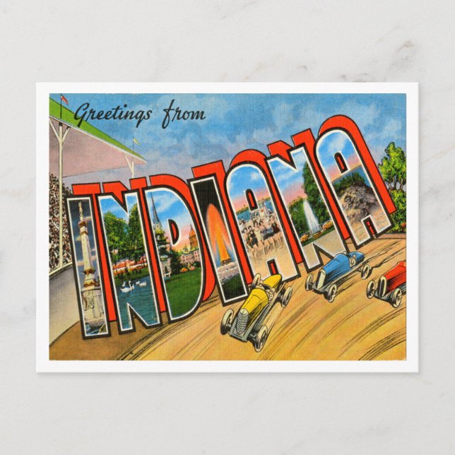 Grüße von Indiana Vintage Travel Postkarte (Vorderseite)
