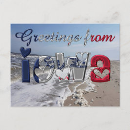 Grüße von Iowa State Flag Hearts USA Postkarte