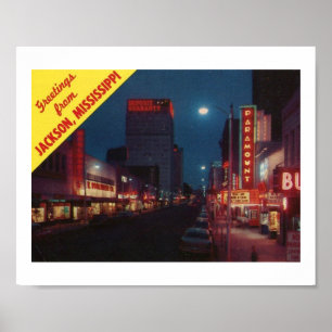 Grüße von Jackson MS, Vintag Poster