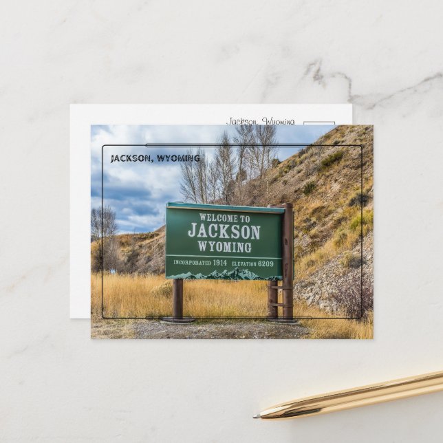 Grüße von Jackson, Wyoming Postkarte (Vorderseite/Rückseite Beispiel)