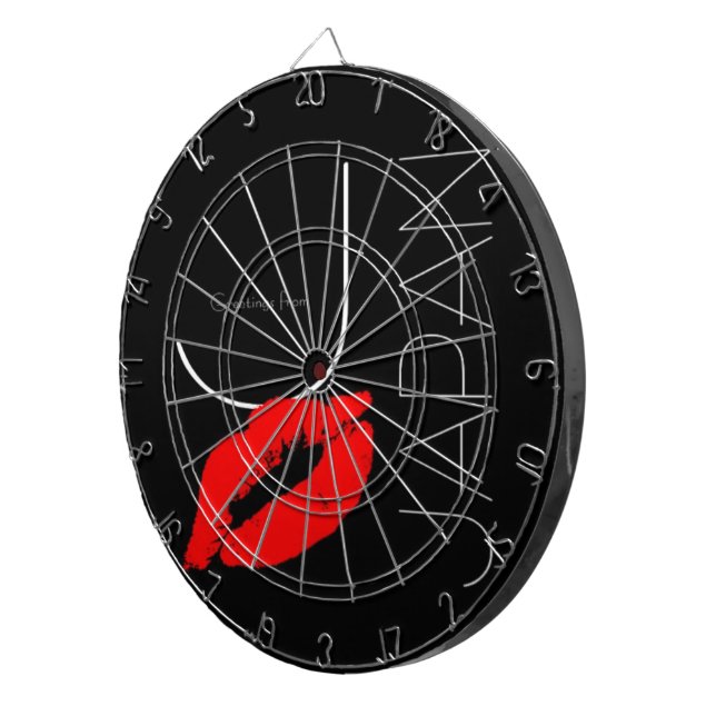 Grüße von Japan Red Lipstick Kiss Black Dartscheibe (Vorderseite rechts)