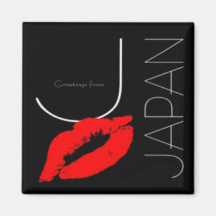 Grüße von Japan Red Lipstick Kiss Black Magnet