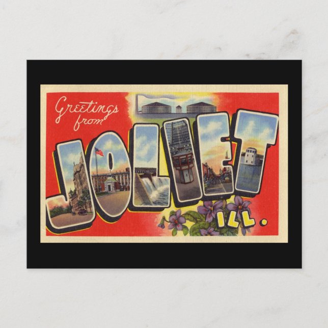 Grüße von Joliet Illinois Postkarte (Vorderseite)