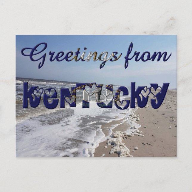 Grüße von Kentucky State Flag Hearts USA Postkarte (Vorderseite)