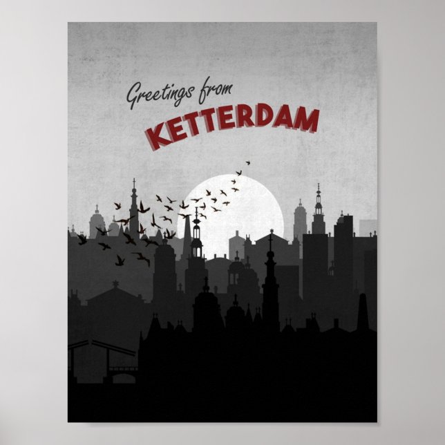 Grüße von Ketterdam Sechs Krähen Postkarte Kunst Poster (Vorne)