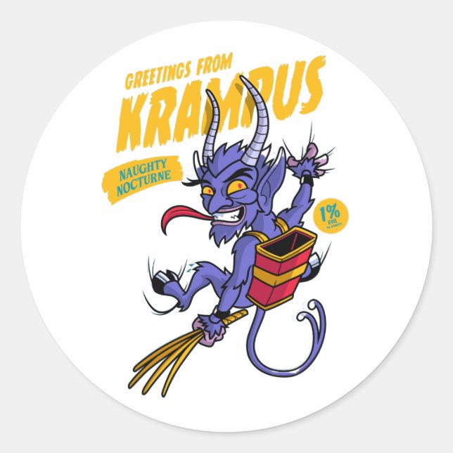 Grüße von Krampus Runder Aufkleber (Vorderseite)
