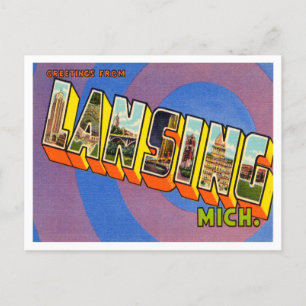Grüße von Lansing, Michigan Vintage Travel Postkarte
