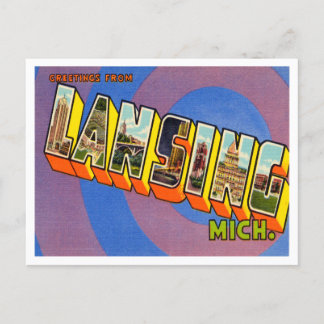 Grüße von Lansing, Michigan Vintage Travel Postkarte