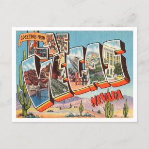Grüße von Las Vegas, Nevada Vintage Travel Postkarte