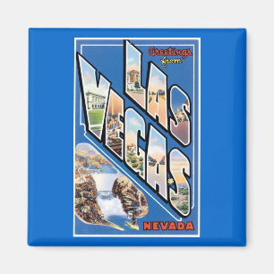 Grüße von Las Vegas! Vintag Magnet