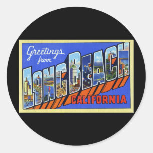 Grüße von Long Beach Kalifornien Runder Aufkleber
