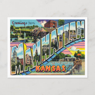 Grüße von Manhattan, Kansas Vintage Travel Postkarte