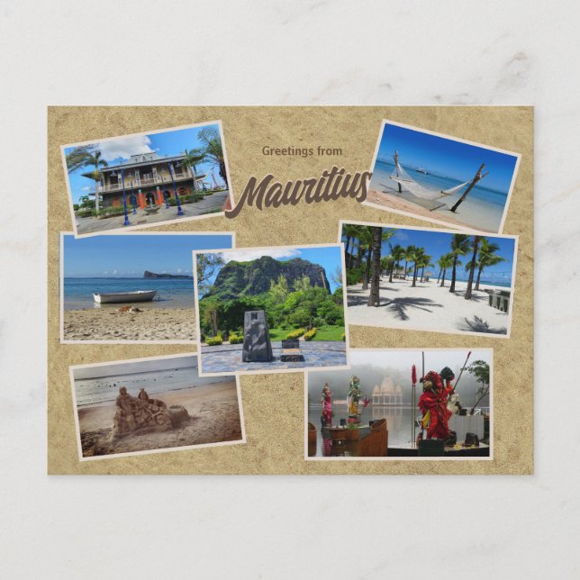 Grüße von Mauritius Foto Collage Postcard Postkarte (Vorderseite)