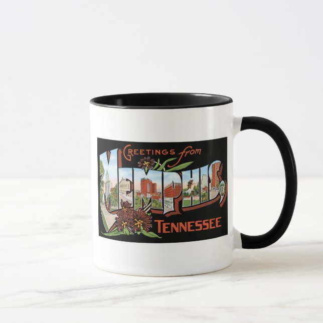 Grüße von Memphis, Tennessee! Retro Postkarte Tasse (Rechts)