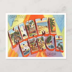 Grüße von Miami Beach, Florida Vintage Reise Postkarte