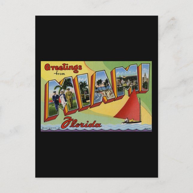 Grüße von Miami Florida Postkarte (Vorderseite)