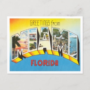 Grüße von Miami, Florida Vintage Travel Postkarte