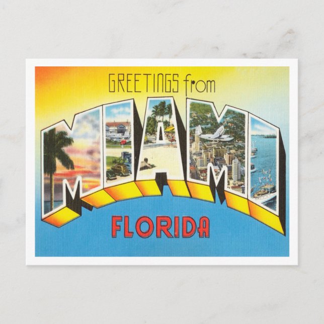 Grüße von Miami, Florida Vintage Travel Postkarte (Vorderseite)