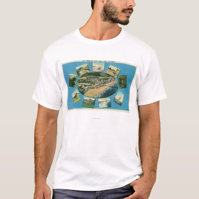 Grüße von mit landschaftlichem ViewsSanta Cruz, CA T-Shirt (Vorderseite)