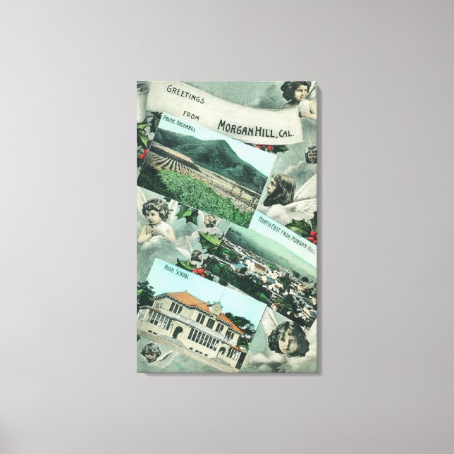 Grüße von mit Landschaftlicher Aussicht Leinwanddruck (Vorderseite)