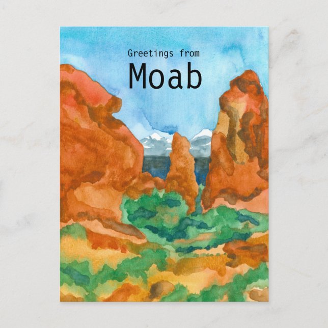 Grüße von Moab Utah Rock Mountains Wüste Postkarte (Vorderseite)