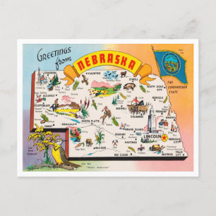 Grüße von Nebraska Karte Vintage Reise