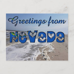 Grüße von Nevada State Flag Hearts USA Postkarte