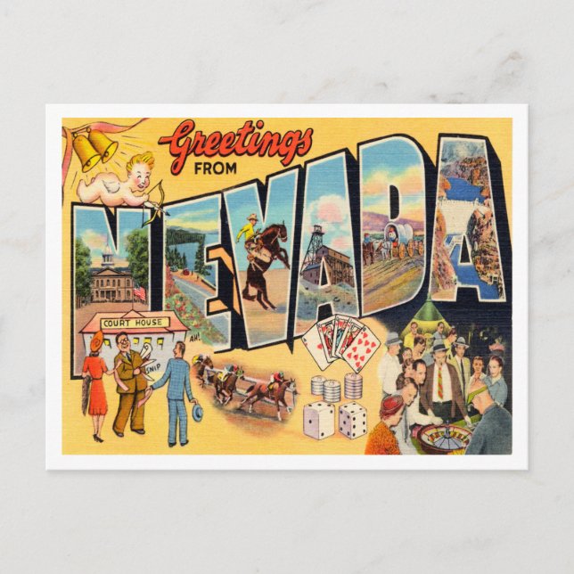 Grüße von Nevada Vintage Travel Postkarte (Vorderseite)