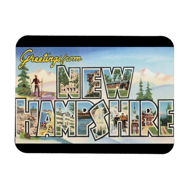 Grüße von New Hampshire_Vintage Travel Magnet (Horizontal)