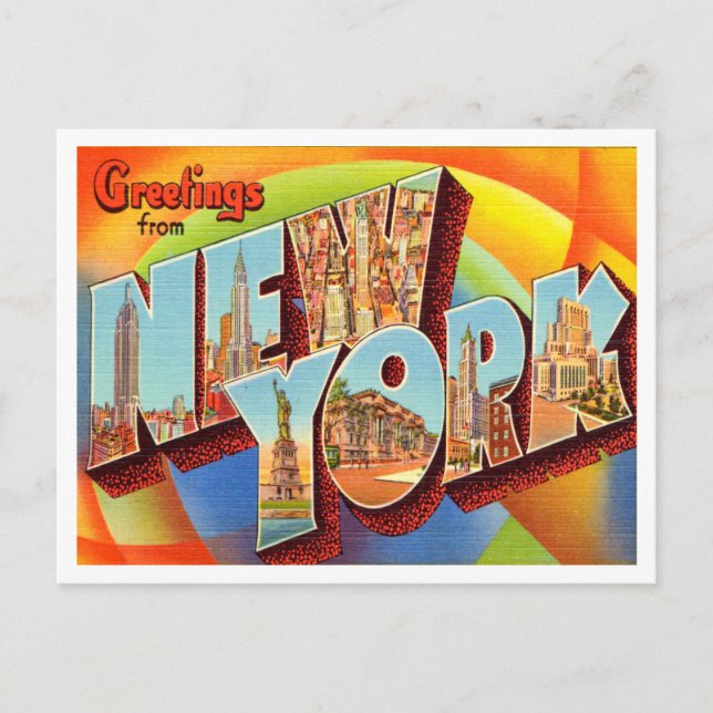 Grüße von New York Vintage Travel Postkarte (Vorderseite)