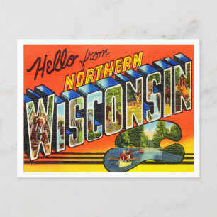 Grüße von Northern Wisconsin Vintage Travel Postkarte
