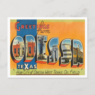 Grüße von Odessa, Texas Vintage Travel Postkarte