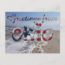 Grüße von Ohio State Flag Hearts USA Postkarte