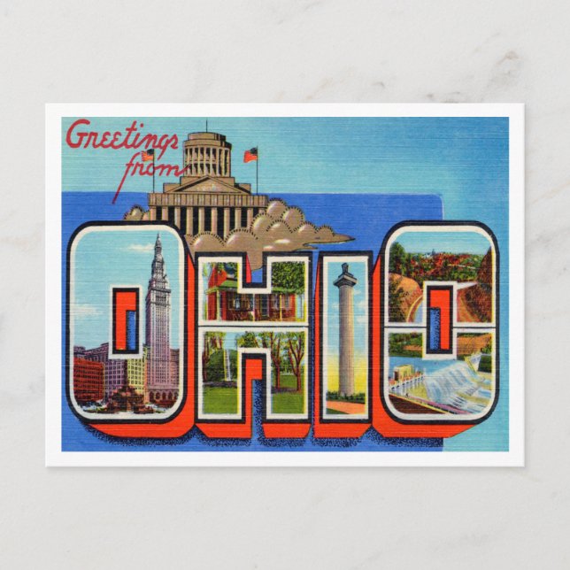 Grüße von Ohio Vintage Reise Postkarte (Vorderseite)