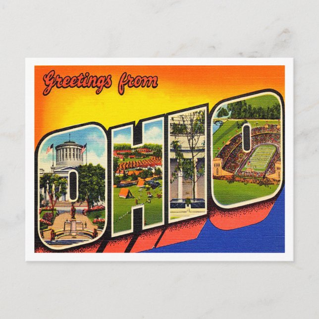 Grüße von Ohio Vintage Travel Postkarte (Vorderseite)