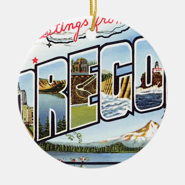 Grüße von Oregon Keramik Ornament (Vorne)