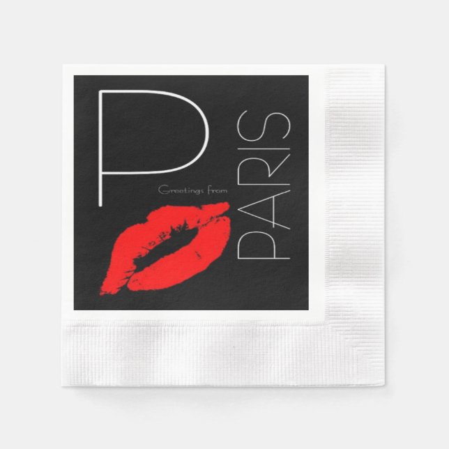 Grüße von Paris Frankreich Red Lipstick Kiss Serviette (Vorderseite)