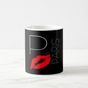 Grüße von Paris Frankreich Red Lipstick Kiss Tasse