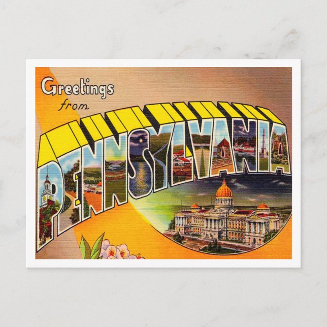 Grüße von Pennsylvania Vintage Travel Postkarte (Vorderseite)