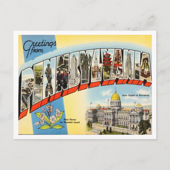 Grüße von Pennsylvania Vintage Travel Postkarte (Vorderseite)