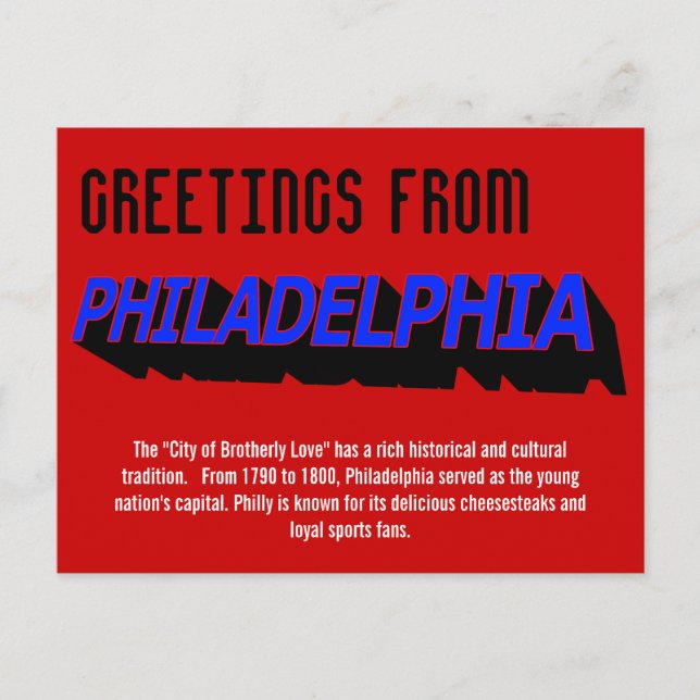 Grüße von Philadelphia Postcard Postkarte (Vorderseite)
