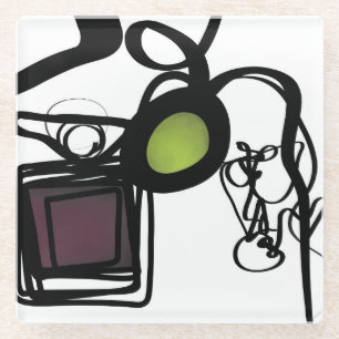 Grüße von Philydion: Abstrakt Schwarz & Weiß Glasuntersetzer