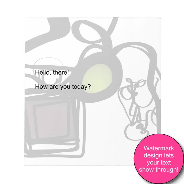 Grüße von Philydion: Abstrakt Schwarz & Weiß Notizblock (Von Creator hochgeladen)