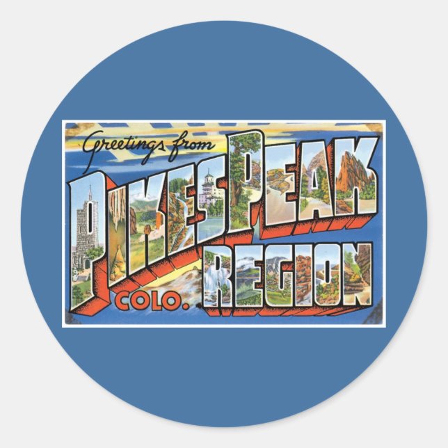 Grüße von Pikes Peak, CO! Runder Aufkleber (Vorderseite)