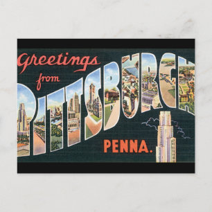 Grüße von Pittsburgh_Vintage Travel Poster Postkarte