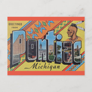 Grüße von Pontiac Michigan Postcard Postkarte